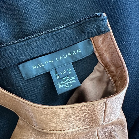 Ralph Lauren Black Label Silk Dress w/ Lambskin Sleeves - Size Large - Picture 5 of 7